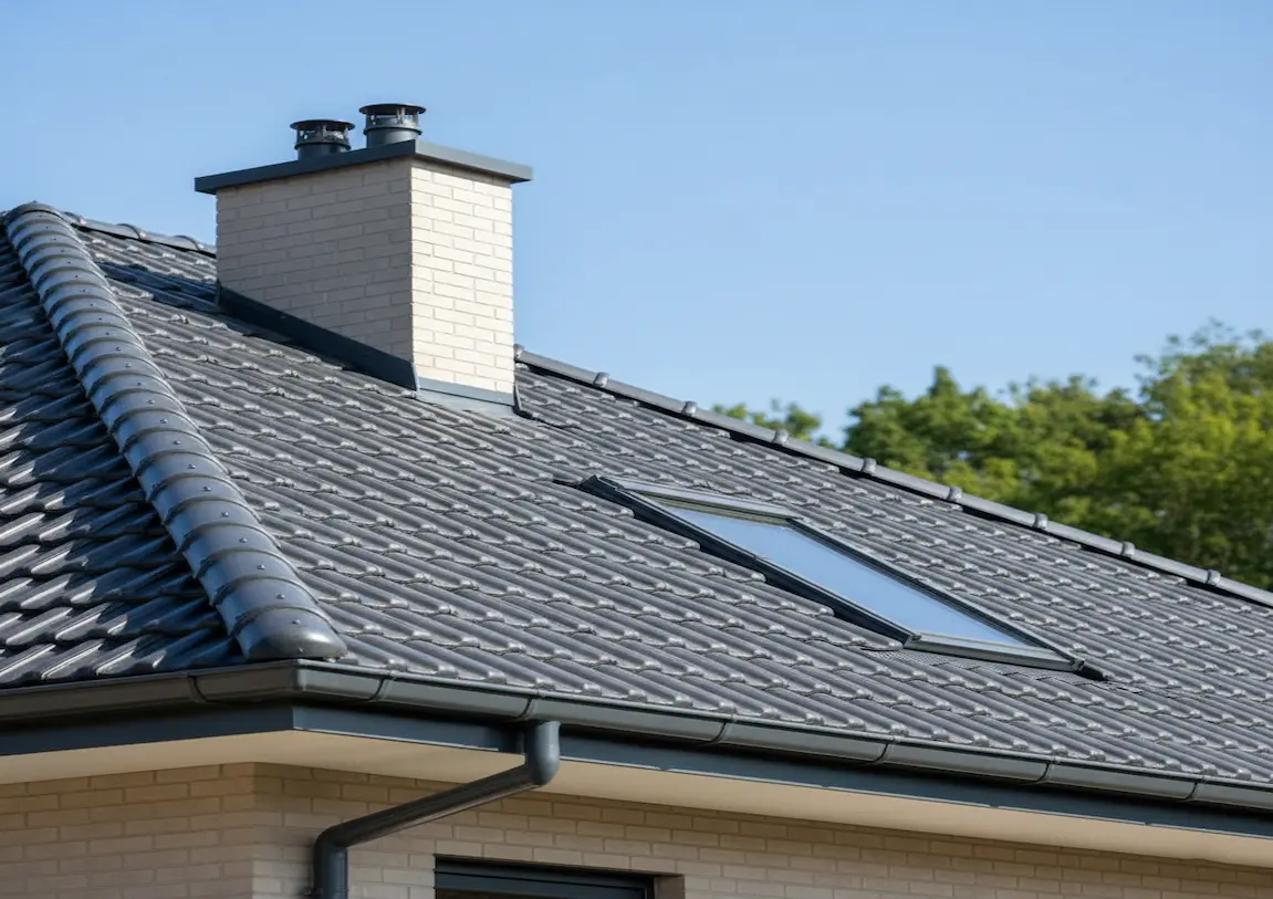 services toiture finition tuile noire velux et cheminer 