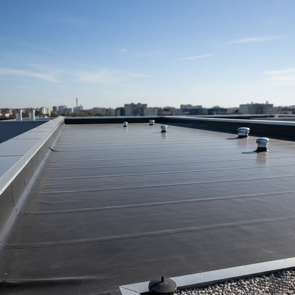 pose de Toiture terrasse avec étanchéité noire réalisée par un couvreur dans le 93